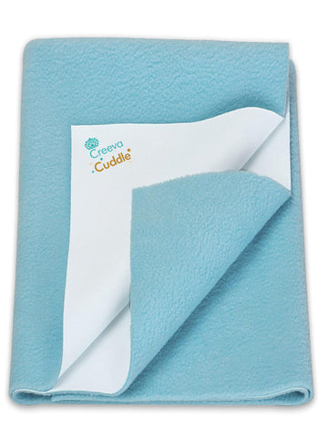Creeva Cuddle Waterproof Baby Dry Sheet (Ocean Blue) | Ultra-Soft Fleece Bed Protector for Babies & Kids