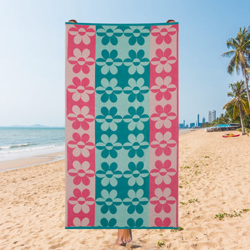 Colorful Floral Beach Towel – Vibrant Bloom Design, 105 x 180 cm