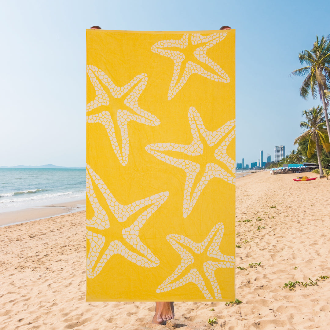 Starfish Splash Beach Towel – Sunburst Edition, 105 x 180 cm