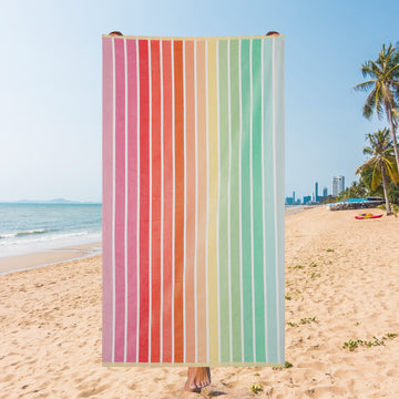 Pastel Rainbow Stripe Beach Towel – Soft Multi-Tone, 105 x 180 cm