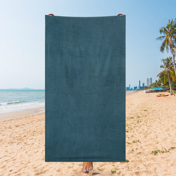 Stormy Sea Solid Beach Towel – Deep Grey Blue, 105 x 180 cm