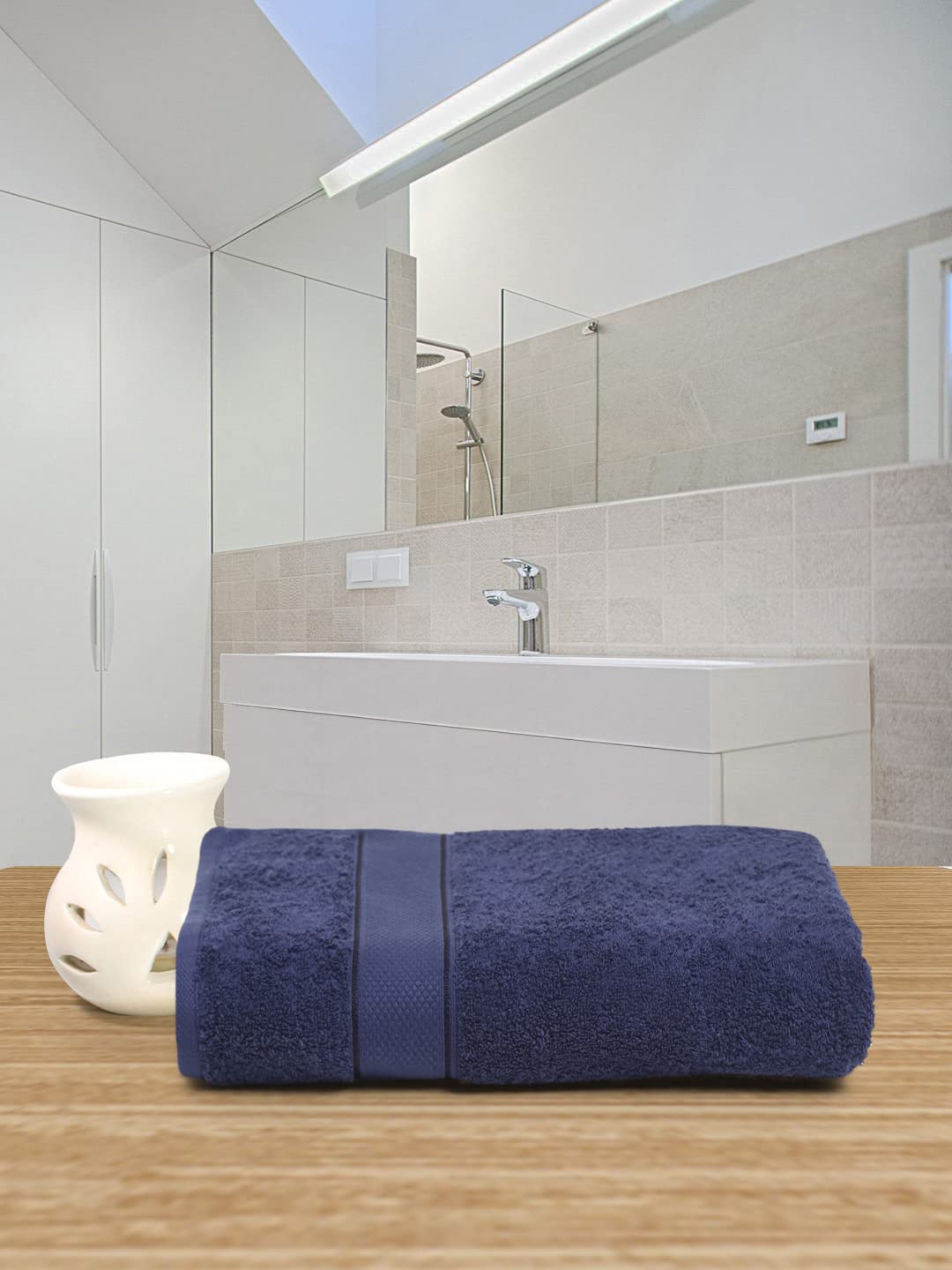 525 GSM Cotton Bath Towel – Large, Soft & Absorbent | 75x150 cm | Unisex – Navy