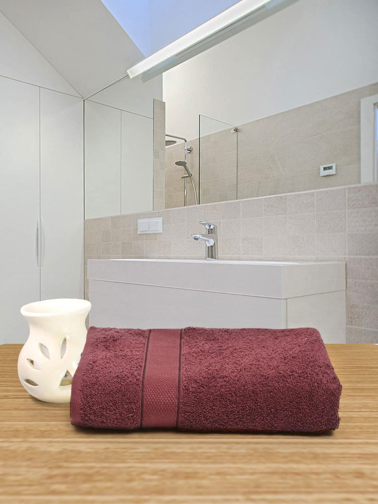 Creeva Wine 2 Pc Solid 525 GSM Bath Towel Set