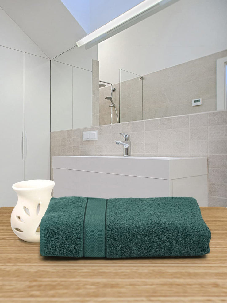 Creeva Dark Green 2 Pc Solid 525 GSM Bath Towel Set