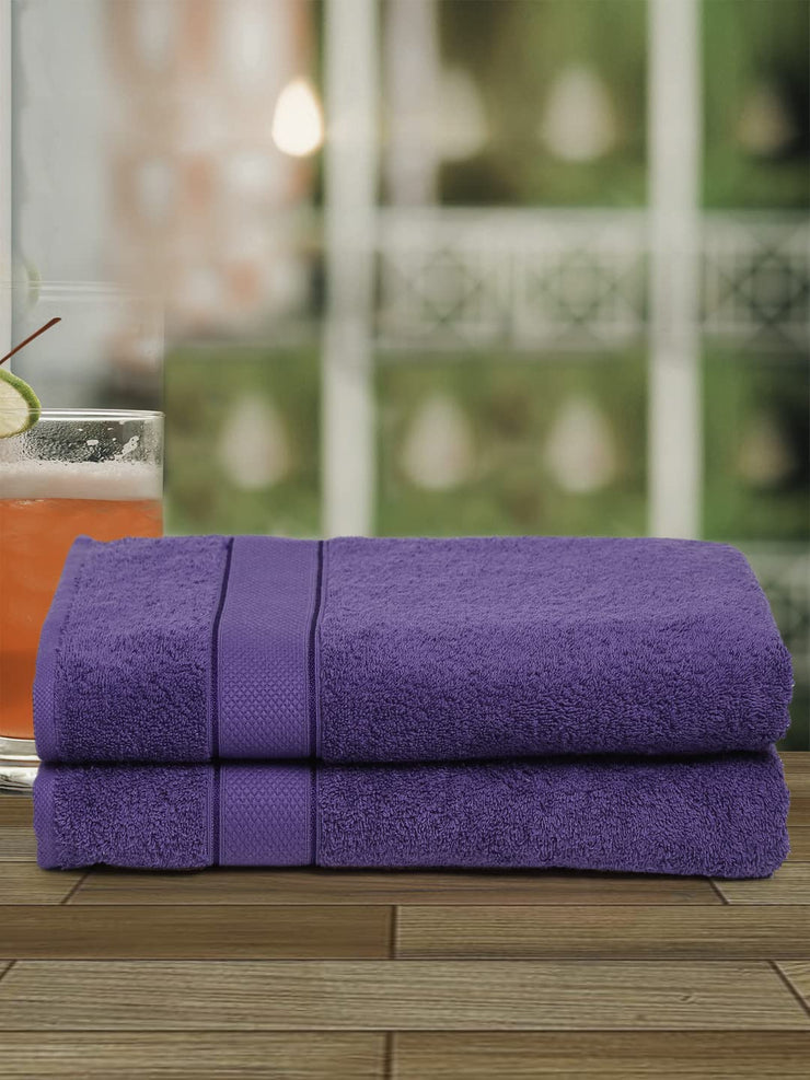 Creeva 100% Cotton 2-Piece Hand & Bath Towel Set, 525 GSM, 75 x 150 cm (Violet)