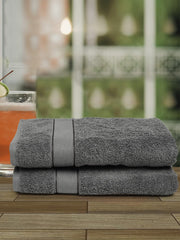 Creeva Grey 2 Pc Solid 525 GSM Bath Towel Set