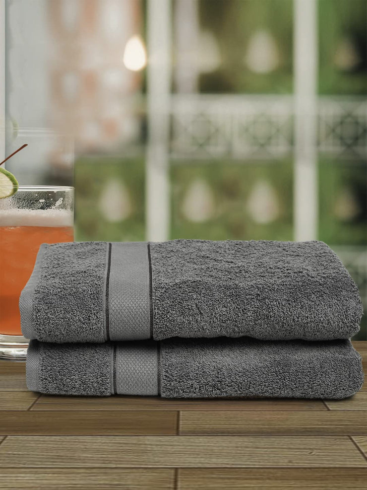 Creeva Grey 2 Pc Solid 525 GSM Bath Towel Set